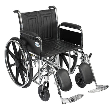 Drive Medical STD20ECDFAHD-ELR Sentra EC Heavy Duty Wheelchair, Detachable Full Arms, Elevating Leg Rests, 20" Seat